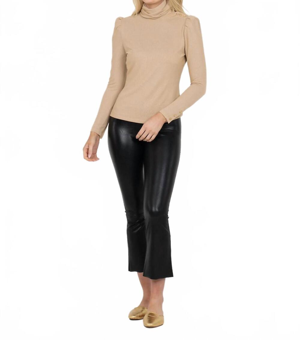 NEW EMILY MCCARTHY tessa turtleneck top in gold
